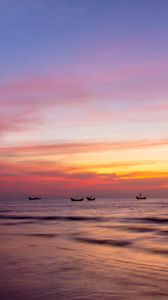 Preview wallpaper sea, boats, horizon, sky, nature