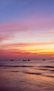 Preview wallpaper sea, boats, horizon, sky, nature