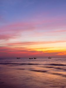 Preview wallpaper sea, boats, horizon, sky, nature