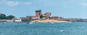 Preview wallpaper sea, boats, island, buildings