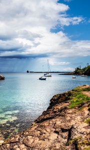 Preview wallpaper sea, boats, masts, horizon, sky