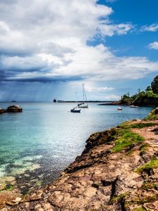 Preview wallpaper sea, boats, masts, horizon, sky