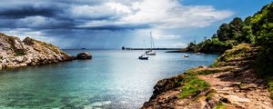 Preview wallpaper sea, boats, masts, horizon, sky
