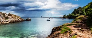 Preview wallpaper sea, boats, masts, horizon, sky