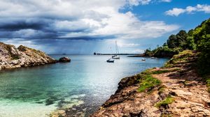 Preview wallpaper sea, boats, masts, horizon, sky