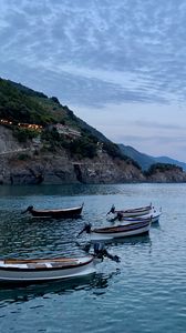 Preview wallpaper sea, boats, rock, island, landscape