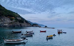 Preview wallpaper sea, boats, rock, island, landscape