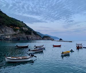 Preview wallpaper sea, boats, rock, island, landscape