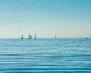 Preview wallpaper sea, boats, sails, horizon