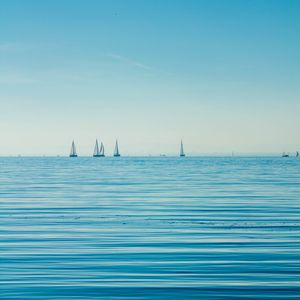 Preview wallpaper sea, boats, sails, horizon