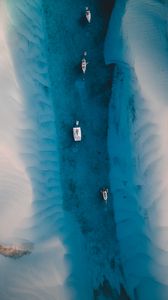 Preview wallpaper sea, boats, sand, aerial view