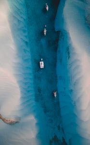 Preview wallpaper sea, boats, sand, aerial view