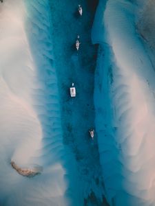 Preview wallpaper sea, boats, sand, aerial view