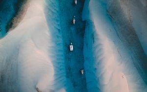 Preview wallpaper sea, boats, sand, aerial view