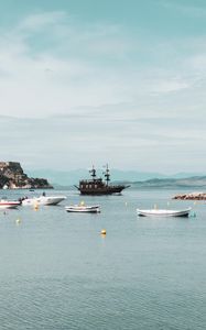 Preview wallpaper sea, boats, ship, shore, water