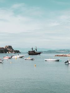 Preview wallpaper sea, boats, ship, shore, water