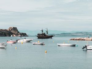 Preview wallpaper sea, boats, ship, shore, water