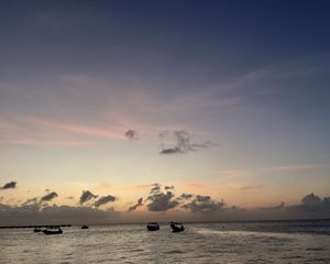 Preview wallpaper sea, boats, silhouettes, sky, dark