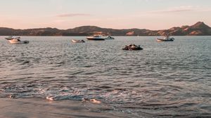 Preview wallpaper sea, boats, water, coast, beach