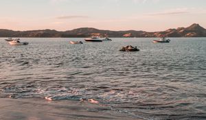 Preview wallpaper sea, boats, water, coast, beach