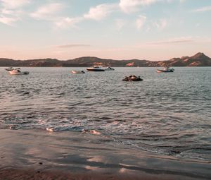 Preview wallpaper sea, boats, water, coast, beach