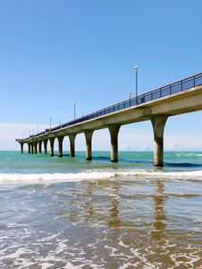 Preview wallpaper sea, bridge, construction, water, waves