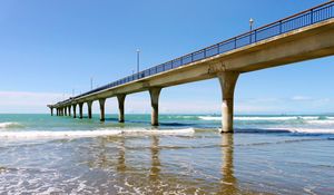 Preview wallpaper sea, bridge, construction, water, waves