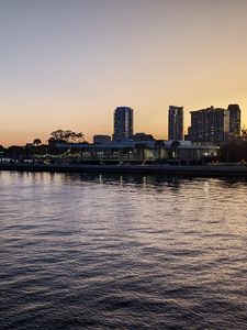 Preview wallpaper sea, buildings, city, pier