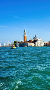 Preview wallpaper sea, city, buildings, water, waves