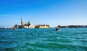 Preview wallpaper sea, city, buildings, water, waves