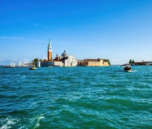 Preview wallpaper sea, city, buildings, water, waves