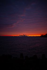Preview wallpaper sea, city, lights, buildings, dark