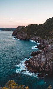 Preview wallpaper sea, cliff, aerial view, rocks, water