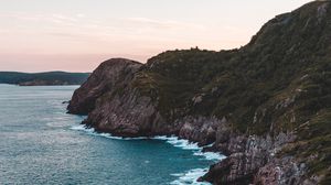 Preview wallpaper sea, cliff, aerial view, rocks, water