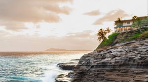 Preview wallpaper sea, cliff, coast, waves