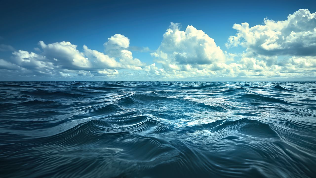 Wallpaper sea, clouds, horizon, sky, waves, blue