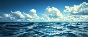 Preview wallpaper sea, clouds, horizon, sky, waves, blue