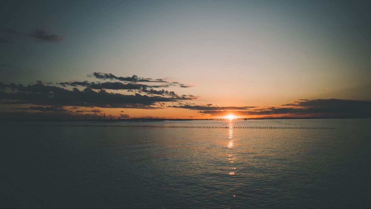 Wallpaper sea, clouds, horizon, sunrise