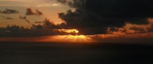Preview wallpaper sea, clouds, horizon, sunset, dark