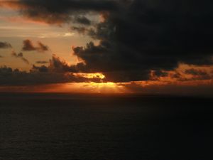 Preview wallpaper sea, clouds, horizon, sunset, dark