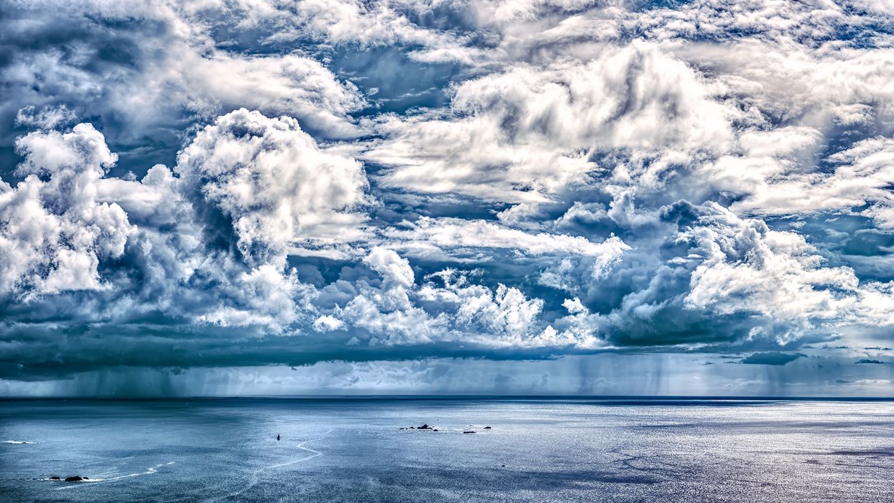 Wallpaper sea, clouds, sky, nature, blue