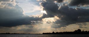 Preview wallpaper sea, clouds, sky, trees, landscape