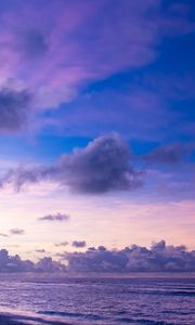 Preview wallpaper sea, clouds, twilight, landscape, purple