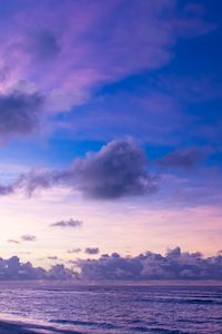 Preview wallpaper sea, clouds, twilight, landscape, purple