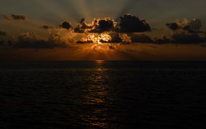 Preview wallpaper sea, clouds, twilight, dark