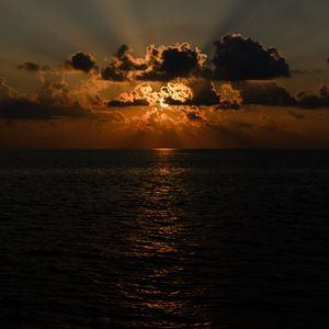 Preview wallpaper sea, clouds, twilight, dark