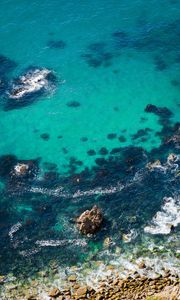 Preview wallpaper sea, coast, aerial view, water, stones