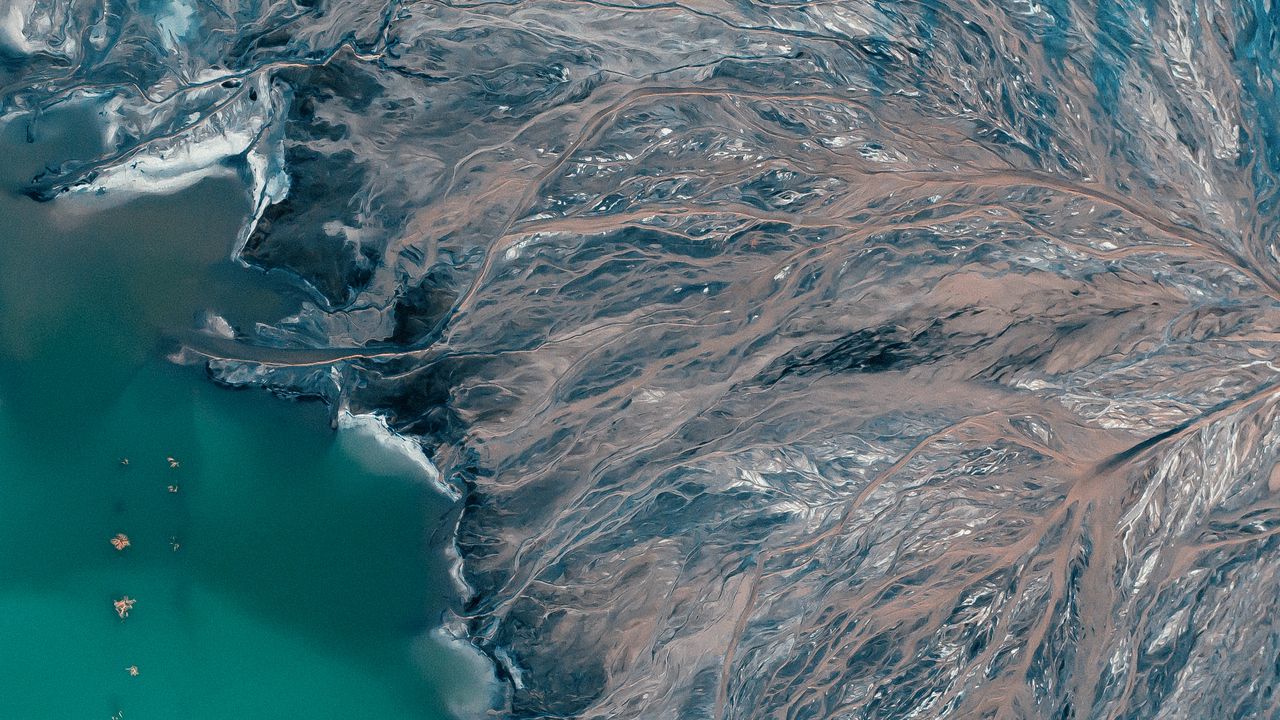 Wallpaper sea, coast, aerial view, relief, height