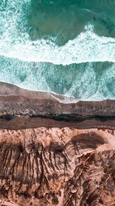 Preview wallpaper sea, coast, aerial view, cliff, waves