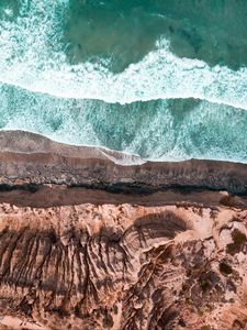Preview wallpaper sea, coast, aerial view, cliff, waves